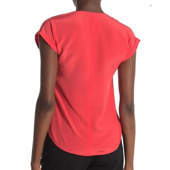 Rag & Bone Danise Short Sleeve Silk Top Bright Coral 8 NWT $325 - Picture 7 of 7